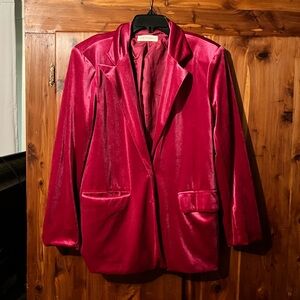 Pink velvet blazer